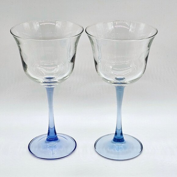 Americana Light Blue Cristal D'Arques Crystal Wine Glasses 7" flared Luminarc - Picture 1 of 9